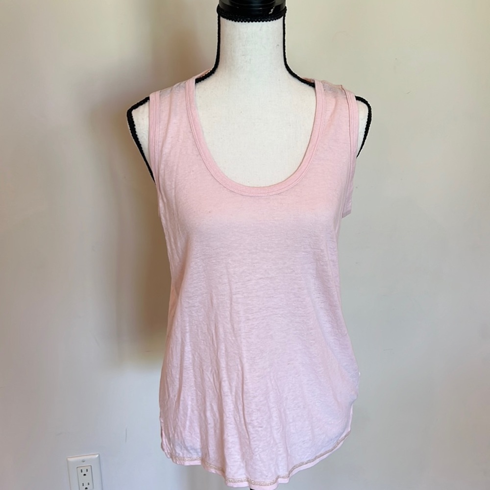 Tank with soft gold stitching